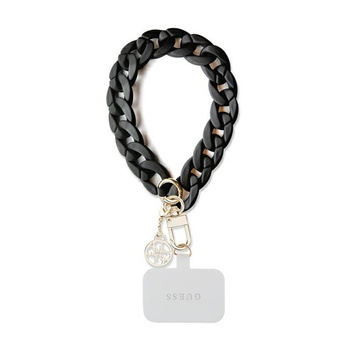 Guess Universal Big Hand Strap Acrylic 4G Charm - Universal Phone Strap (Black)