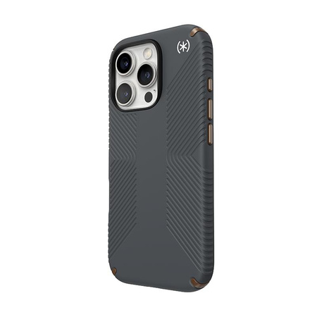 Speck Presidio2 Grip - Pouzdro iPhone 16 Pro (Charcoal Grey / Cool Bronze / White)
