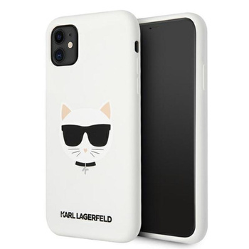 Karl Lagerfeld Choupette Head Silicone - pouzdro pro iPhone 11 (bílé)