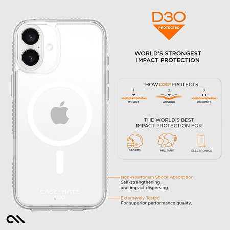 Pouzdro Case-Mate Tough D3O MagSafe - iPhone 16 Plus (čiré)