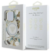 Guess Glitter Flowers Triangle Buttons MagSafe - pouzdro pro iPhone 16 Pro (bílé)