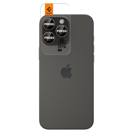 Spigen Optik Pro GLAS.TR EZ Fit Camera Protector 2-Pack - ochranné sklo objektivu pro iPhone 16 Pro / 16 Pro Max (2 ks) (Desert Titanium)