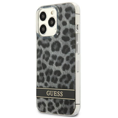Guess Leopard Electro Stripe - Cover for iPhone 13 Pro (Grey)