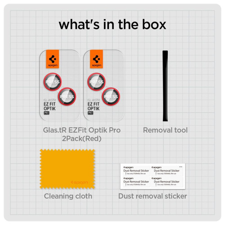 Spigen Optik.TR Camera Lens Protector - Objektivschutzglas für Apple iPhone 14 / iPhone 14 Plus (2 Stück) (rot)