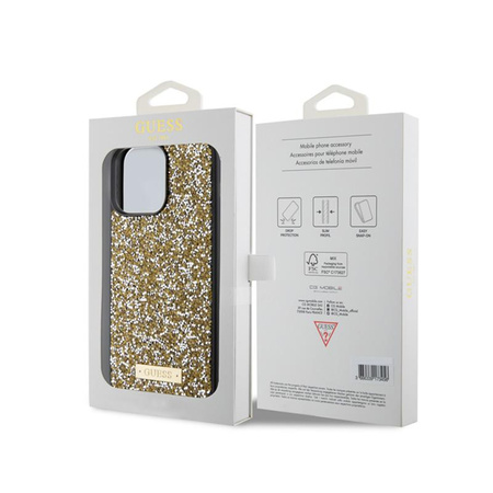 Guess Rhinestone Metal Logo - Hülle für iPhone 15 Pro Max (Gelb)