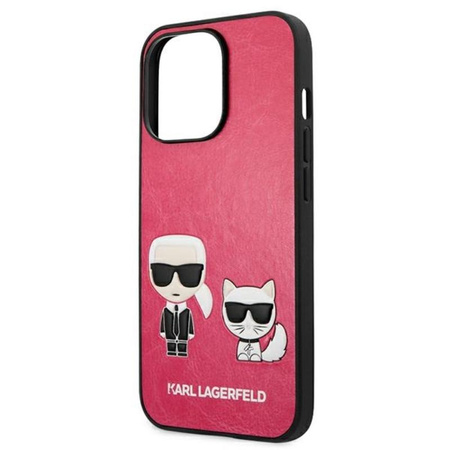 Karl Lagerfeld PU bőr Karl & Choupette dombornyomott - iPhone 13 Pro Max tok (fukszia)