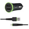 Budi - Chargeur de voiture 2x USB, 17W + câble Lightning (Noir)