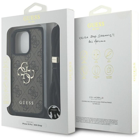 Guess 4G Big Logo Cord Strap Crossbody - Tasche für iPhone 16 Pro (braun)