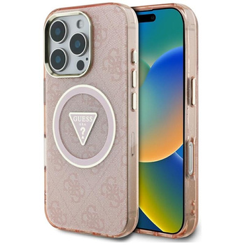 Guess IML Metall Glitter 4G Circle Triangle MagSafe - Gehäuse für iPhone 16 Pro Max (rosa)