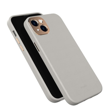 Moshi Napa Slim MagSafe - Ledertasche für iPhone 14 Plus (Serene Gray)