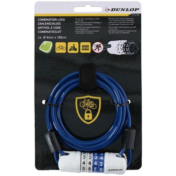 Dunlop - Bicycle cable lock with combination (Blue)