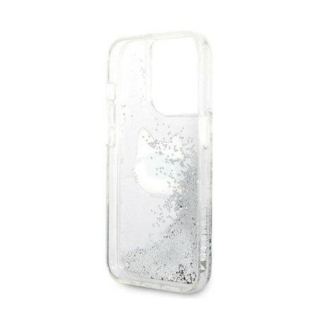 Karl Lagerfeld Liquid Glitter NFT Choupette Head - Case for iPhone 14 Pro (Silver)