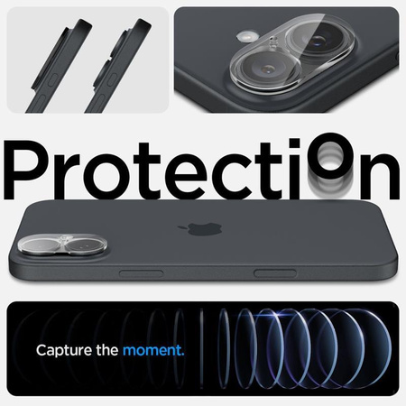 Spigen Optik GLAS.TR Camera Protector 2-Pack - Lens protection glass for iPhone 16 / 16 Plus (2 pcs) (Transparent)