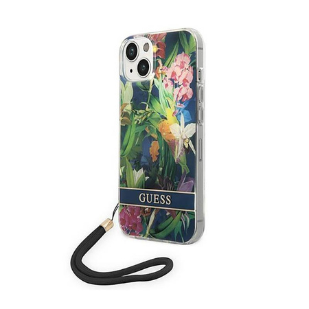 Guess Flower Cord - pouzdro pro iPhone 14 (modré)