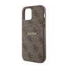 Guess 4G Collection Leder Metall Logo MagSafe - iPhone 12 / iPhone 12 Pro Tasche (braun)