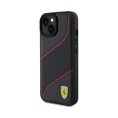 Ferrari Perforierte Wellen Metall Logo - iPhone 15 Hülle (schwarz)