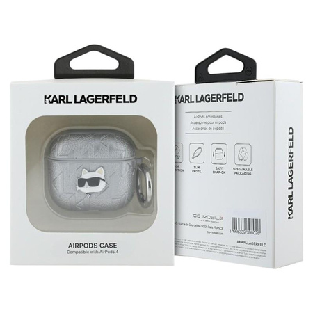 Karl Lagerfeld Monogram Choupette Head - Étui AirPods 4 (argent)