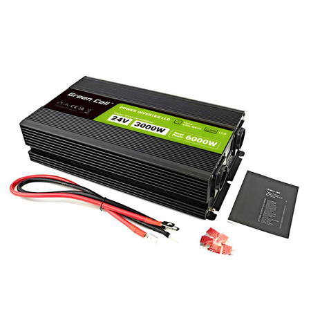 Green Cell - PowerInverter avec écran LCD Convertisseur de tension 24V à 230V 3000W/6000W onde sinusoïdale pure