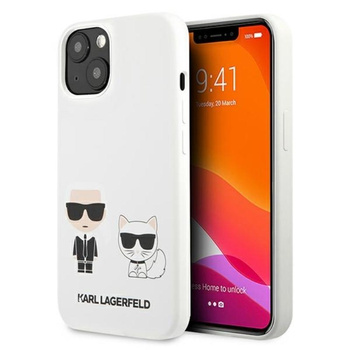 Karl Lagerfeld Silikonové pouzdro Karl & Choupette - iPhone 13 mini (bílé)