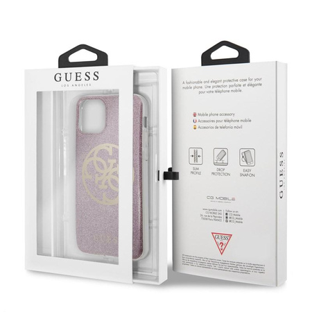 Guess Circle Glitter 4G - pouzdro pro iPhone 11 Pro (růžové)