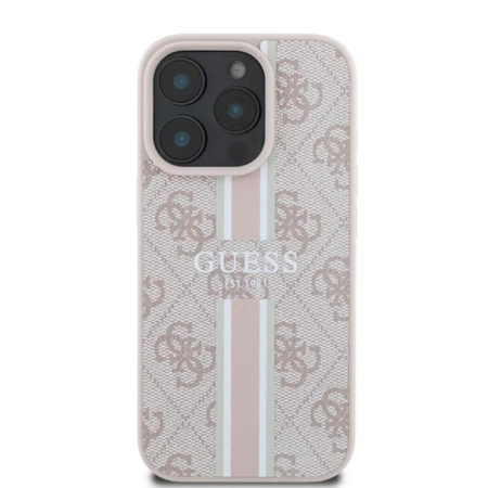 Guess 4G Printed Stripes MagSafe – Hülle für iPhone 16 Pro (rosa)