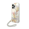 Guess Flower Cord - Case with lanyard iPhone 14 Pro Max (purple)