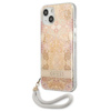 Guess Flower Cord - Tasche mit Schlüsselband iPhone 13 mini (Gold)