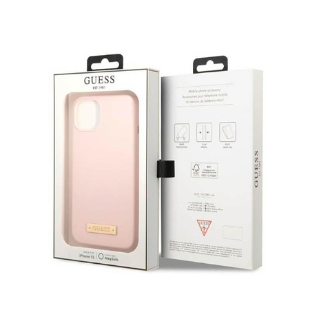 Guess Silikon-Logo-Platte MagSafe - iPhone 13 Mini Hülle (rosa)