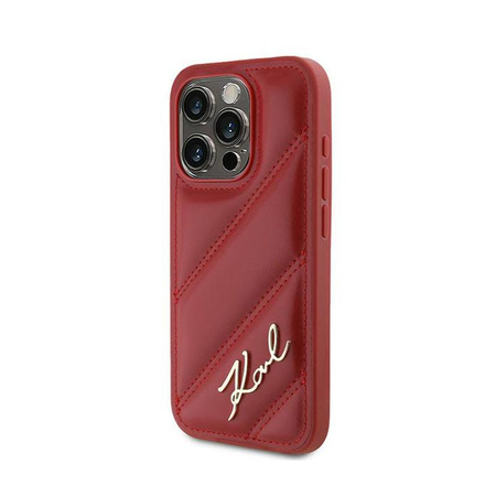 Karl Lagerfeld Diagonal Quilted Script - Case for iPhone 15 Pro (Red)