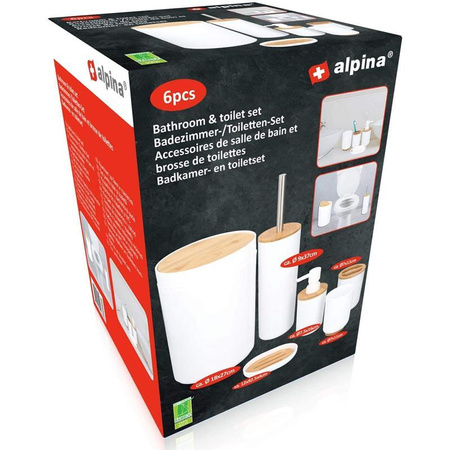 Alpina - Set de 6 accessoires de salle de bain en bambou