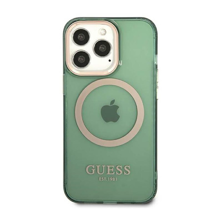 Guess Gold Outline Transluzent MagSafe - iPhone 13 Pro Max Tasche (grün)