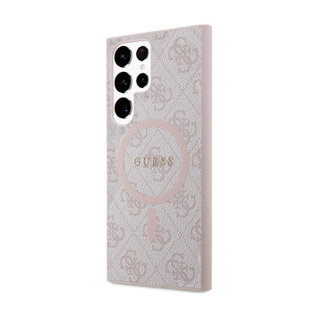 Guess 4G Collection Leather Metal Logo MagSafe - Pouzdro Samsung Galaxy S24 Ultra (Růžové)