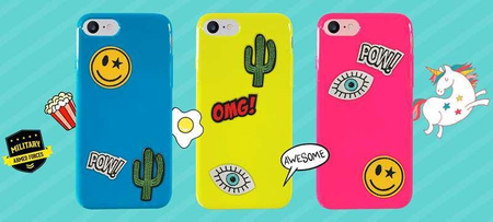 PURO Patch Mania - Samsung Galaxy A3 (2017) case with 5 stickers included (yellow)