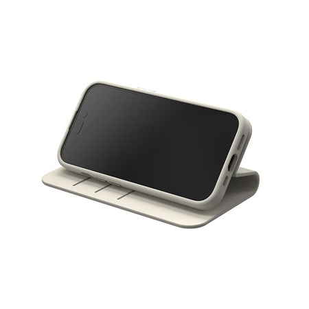 Moshi Overture MagSafe - 3-in-1-Ledertasche mit Flip-Cover iPhone 15 (Eggnog White)