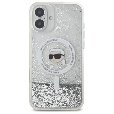 Karl Lagerfeld Liquid Glitter Karl Head MagSafe - Case for iPhone 16 Plus (transparent)