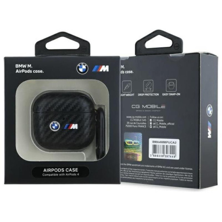 BMW Carbon Double Metal Logo - Case for AirPods 4 (black)