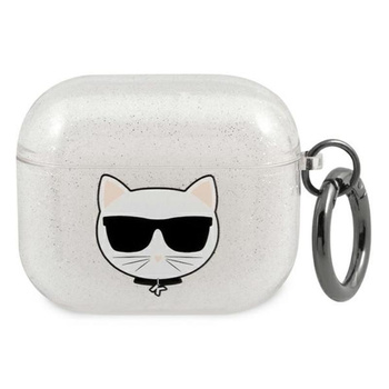 Karl Lagerfeld Choupette Head Glitter - AirPods 3 Hülle (Silber)