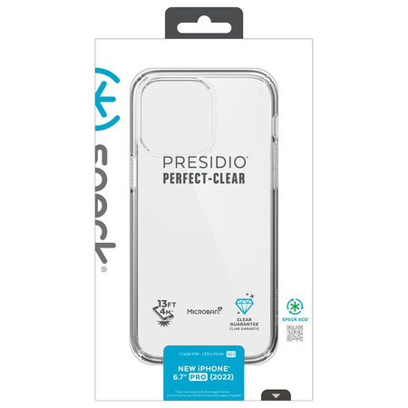 Speck Presidio Perfect-Clear - iPhone 14 Pro Max Case with MICROBAN Coating (Clear)