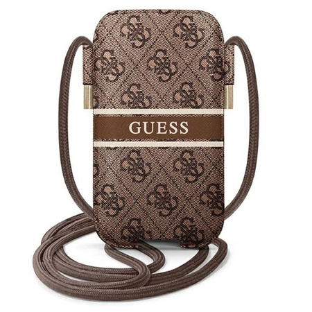Guess 4G Printed Stripe Pouch - pouzdro na telefon S/M max. 6,1" (hnědé)