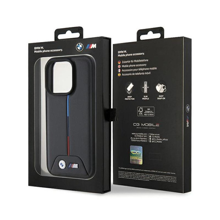 BMW Stepptasche Tricolor - iPhone 15 Pro Tasche (schwarz)