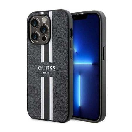 Guess 4G Printed Stripes MagSafe - pouzdro pro iPhone 14 Pro Max (černé)