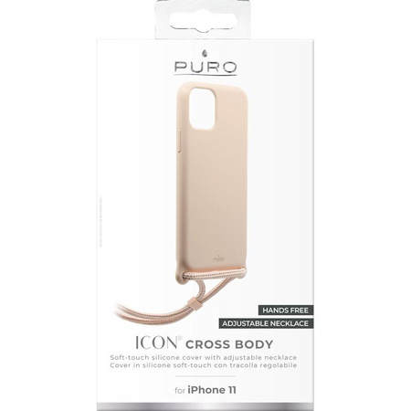 PURO ICON Cross Body - iPhone 11 tok (Homokrózsaszín)