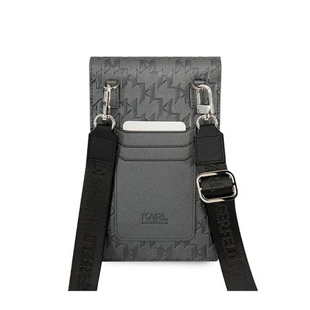 Karl Lagerfeld Monogram Ikonik Patch Wallet Phone Bag - Bag for smartphone and accessories (Silver)