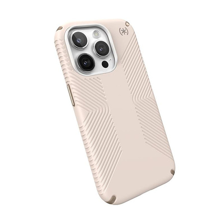 Speck Presidio2 Grip - iPhone 15 Pro Tasche (Gebleichter Knochen / Erbstück Gold / Haselnussbraun)