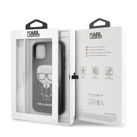 Karl Lagerfeld Double Layer Glitter Iconic - pouzdro pro iPhone 11 Pro (černé)