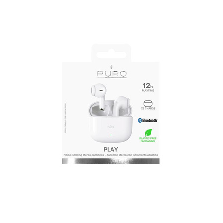 PURO PLAY 5.0 TWS - Kabelloser Bluetooth-Kopfhörer V5.0 mit Ladetasche (Weiß)