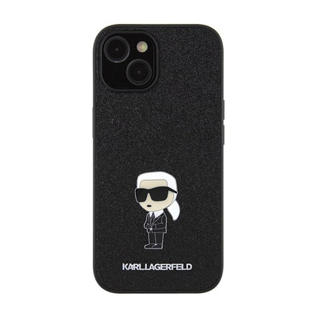 Karl Lagerfeld Fixed Glitter Iconic Logo Metal Pin - iPhone 15 / 14 / 13 Case (black)