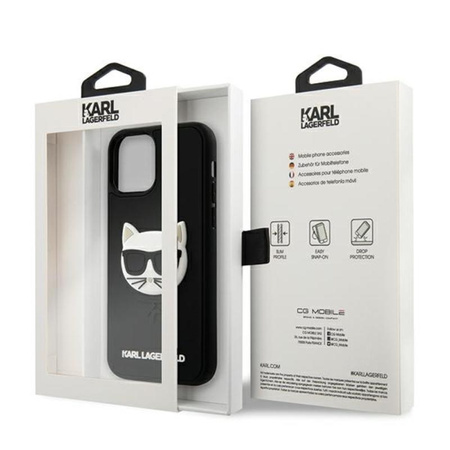 Karl Lagerfeld Choupette Head 3D gumi - iPhone 12 / iPhone 12 Pro tok (fekete)