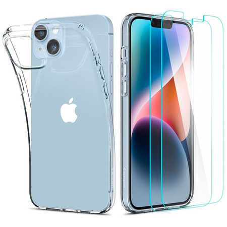 Spigen Crystal Pack - tok szett + 2 x üveg iPhone 14 készülékhez (átlátszó)