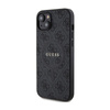 Guess 4G Collection Leder Metall Logo MagSafe - iPhone 15 / 14 / 13 Tasche (schwarz)